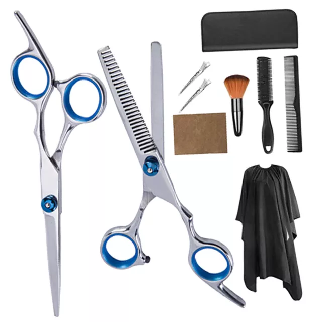 Edelstahl Haarschneidescheren Effilierschere Set mit Nackenpinsel und