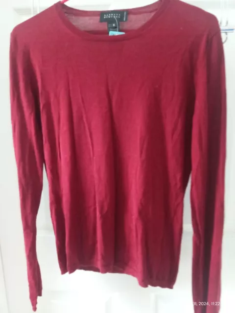 Pre-owned Barneys New York Womens Sweater Cashmere/Silk L/S Dark Red Size XL