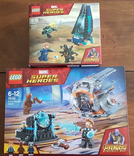 LEGO 76102 Marvel À la recherche du marteau de Thor et 76101 L'attaque NEUF