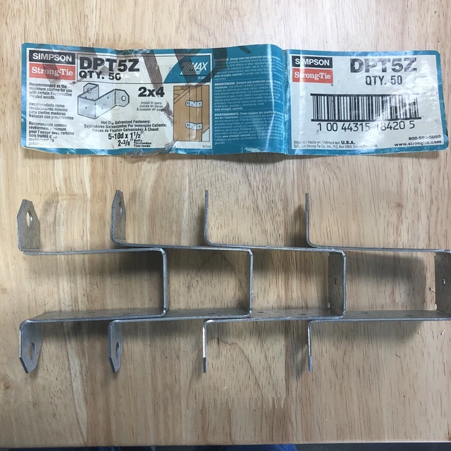 6 Pk Simpson Strong Tie DPT5Z ZMAX Galvanized 14-Gauge 2x4 Deck Post Tie Bracket