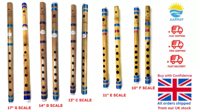 Beginners to Professional Indian Bamboo Flutes Bansuri Murli Select Scale & Size