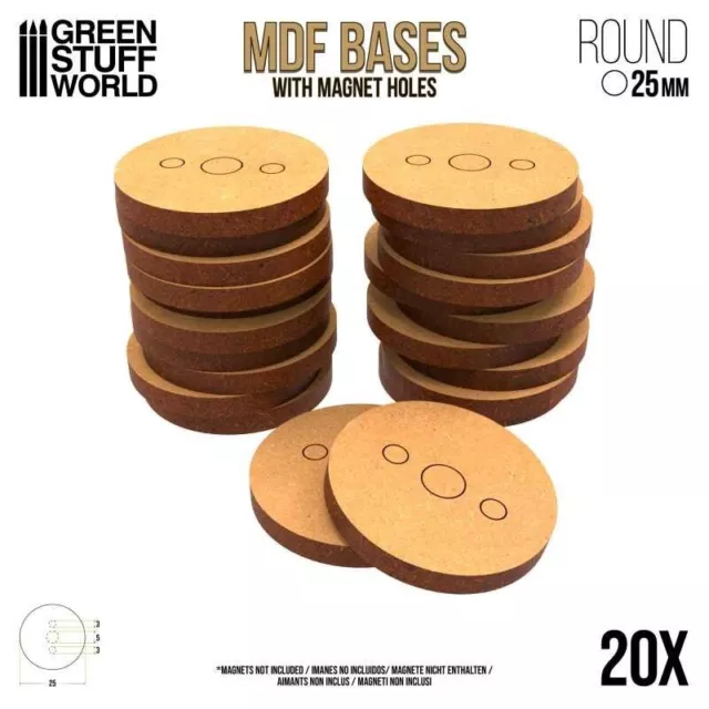 20x MDF Bases - Round 25mm - Thickness 3mm Basing Laser Cut Wargames Miniatures