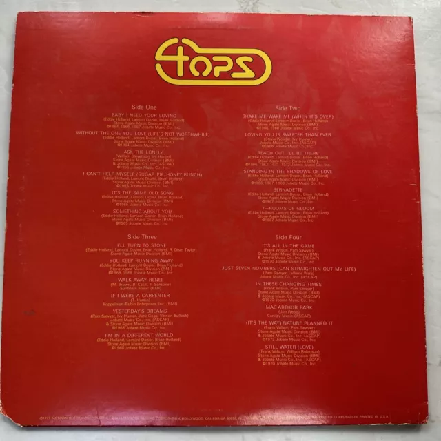 THE FOUR TOPS: THE BEST OF THE FOUR TOPS Double Vinyl LP EX/EX 2