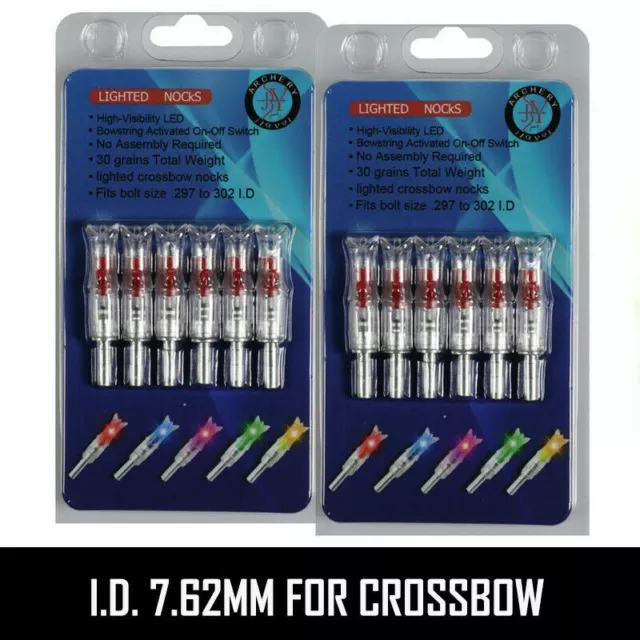 2 Packs (6Pcs/Pack) Red Lighted Nock New Long Time I.D. 7.62mm For Crossbow