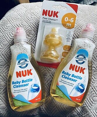 2 X NUK Baby bottle cleanser 380ml (With Free Teats) Bundle Order Am/PM Postage