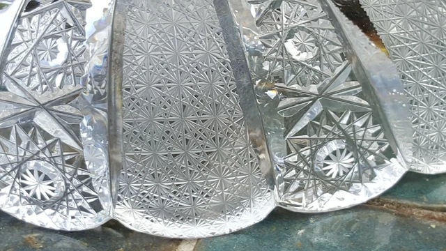 Vtg American Brilliant Cut Glass Crystal Serving Dish Very Fine Cut Intricate 12