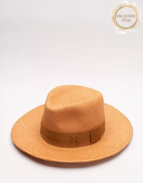 RRP€395 RUSLAN BAGINSKIY Straw Fedora Hat Size S Grosgrain Ribbon Sweatband