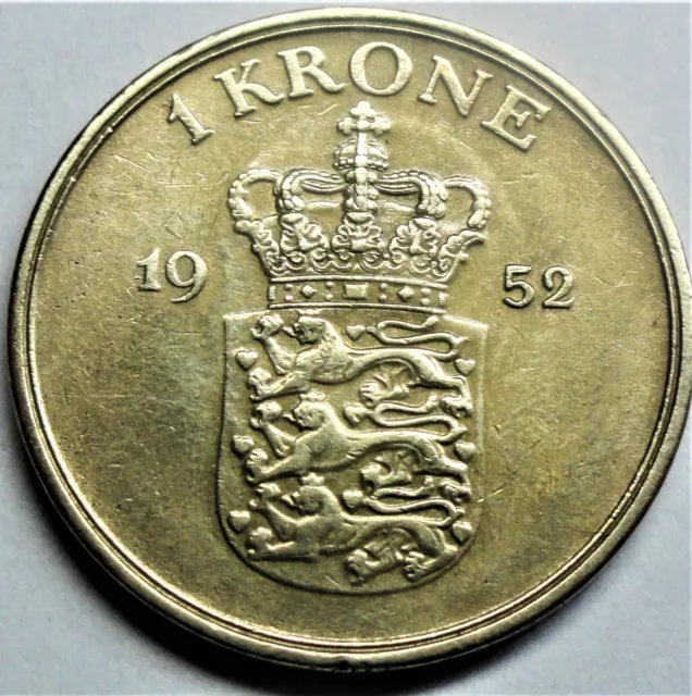 Dänemark 1 Krone 1952 -Alu-Bronze- König Frederik IX. -vz-st/ xf-unc erhalten