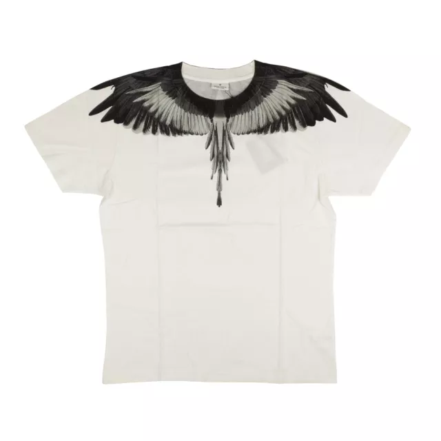 Marcelo Burlon White Short Sleeve Grey Wings T-Shirt