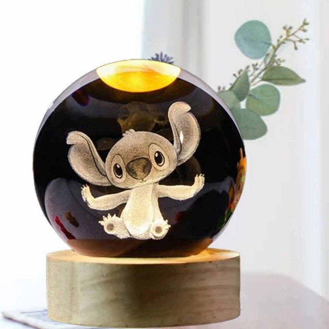 2024 DISNEY STITCH 3D Crystal Ball Night Light Laser Carving Children