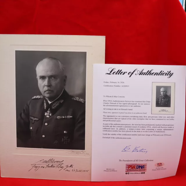 ROYALTY SIGNED Charles Edward, Duke of Saxe-Coburg and Gotha PHOTO 1945 PSA COA