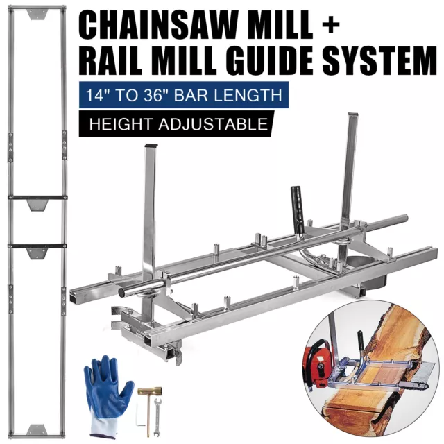 Chainsaw Mill 14"-36" Chain Saw Mill Aluminum Steel Planking Lumber Guide System