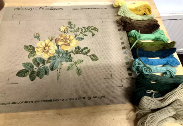 Luxury Needlepoint Tapestry Kit- Victorian Yellow Roses  (40cm x 45cm)