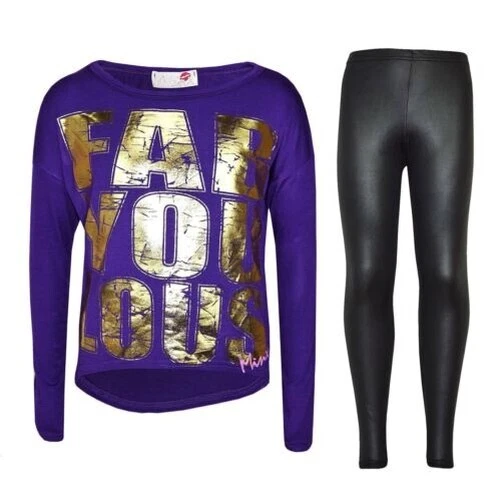 Bambine Favoloso Stampato Trendy Top & Moda Set Leggings Età 7-13 Anni