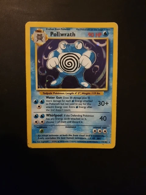 Poliwrath 13/102 Base Set Holo Pokemon Card 1999 WOTC MP wizards of the Coast