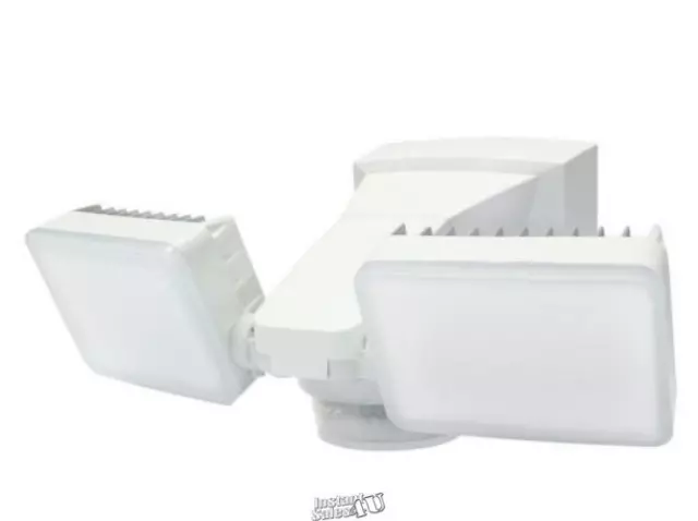 240-Degree White Motion Activated Outdoor Integrated LED Twin Flood Lights with