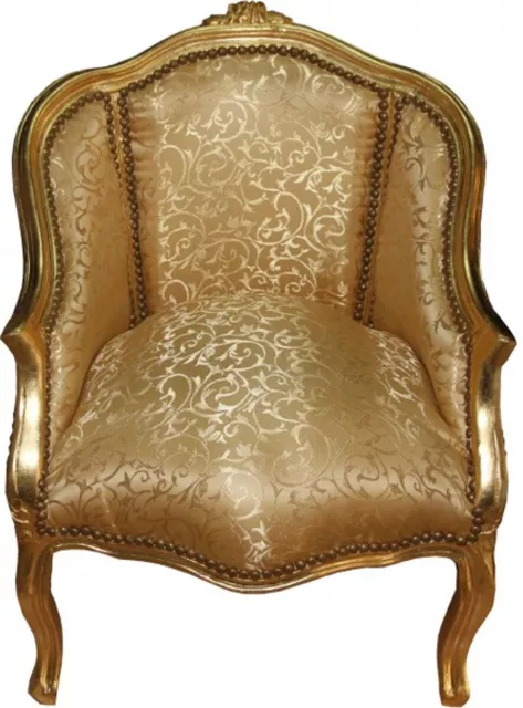 Casa Padrino Barock Damen Salon Sessel Gold Muster / Gold