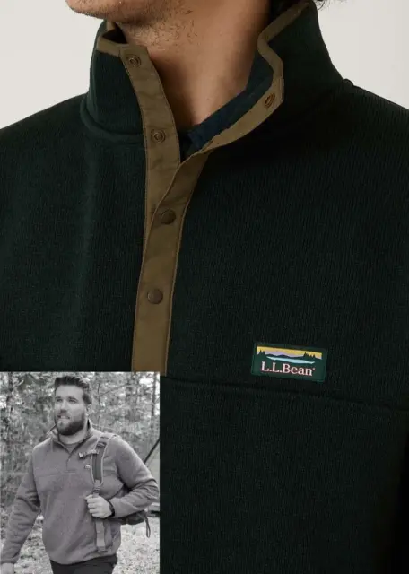 LL Bean Sweater Fleece Quarter Snap Pullover Men's Size XL Dark Hunter NWT $89