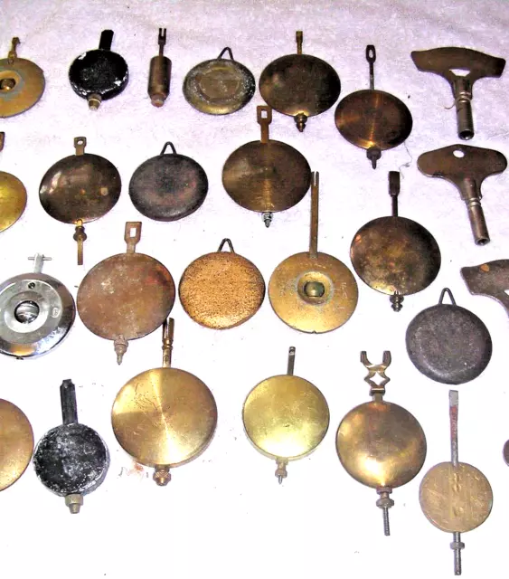 Clock  Parts ,Large Lot Of Pendulums And Keys 3