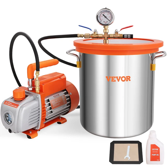 VEVOR 5 GALLON Vacuum Chamber and 3.5CFM Single Stage Pump Degassing