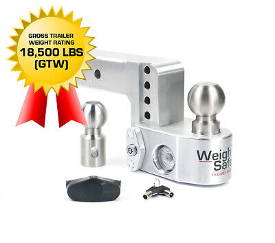 Weigh Safe WS4-2.5 4" Drop Hitch 2.5" Receiver w/ Tongue Weight Gauge 18,500LBS