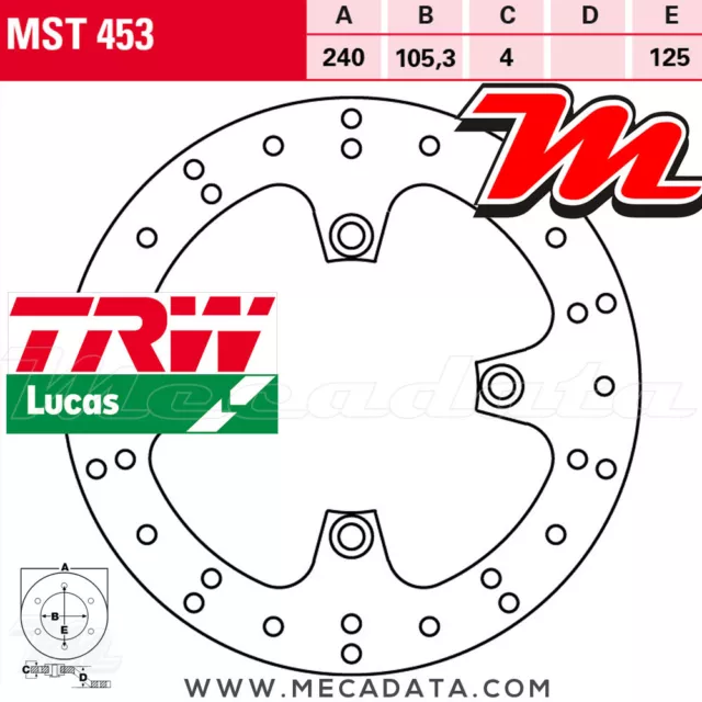 Disque de frein Avant TRW Lucas MST 453 Honda FES 125 Pantheon (JF12) 2006