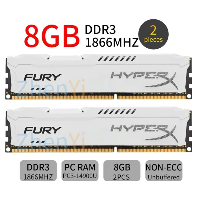 Kingston HyperX FURY 16GB 2x 8GB DDR3 1866MHz PC3-14900 240Pin Desktop Memory BT