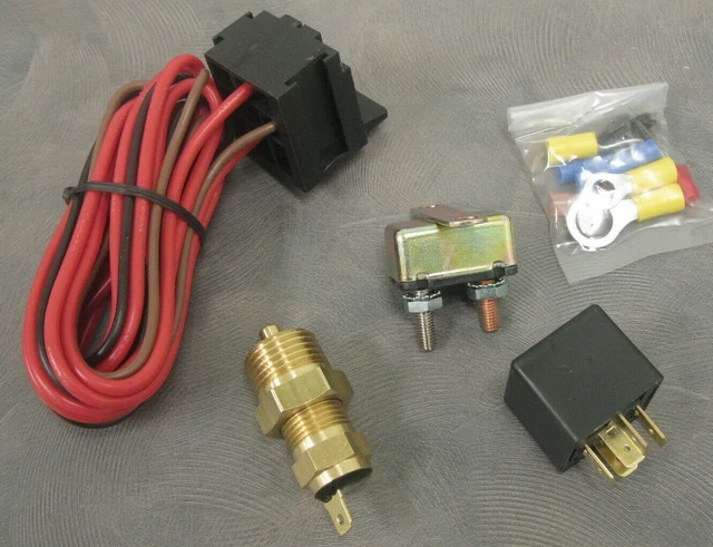 175-185 Degree 12V Electric Cooling Fan Thermostat Relay Switch Wiring Harness