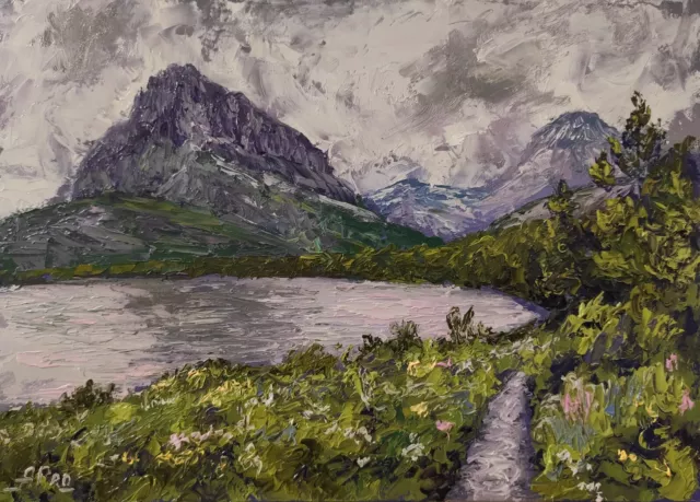 Mountain Landscape Painting, Original Art, Lake Painting, National Park