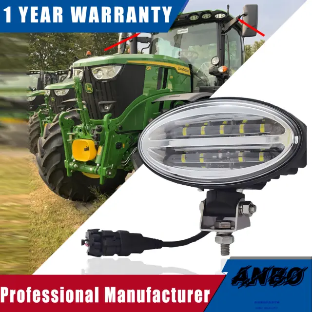 LED Work Light Cab Roof Flood Beam Fits John Deere 9 5R, 6R, 7R, 8000, 8R, 9R +