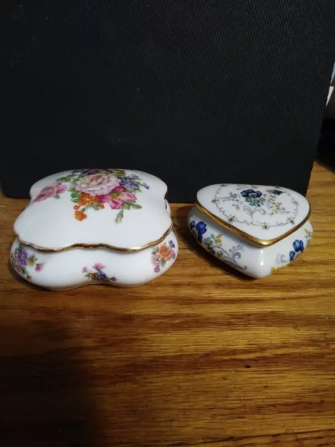 Vintage Lot of Floral Limoges Trinket Boxes