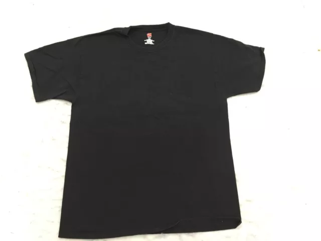 Hanes Our Most Comfortable Mens Solid Plain Black Short Sleeve Tagless  T-Shirt L
