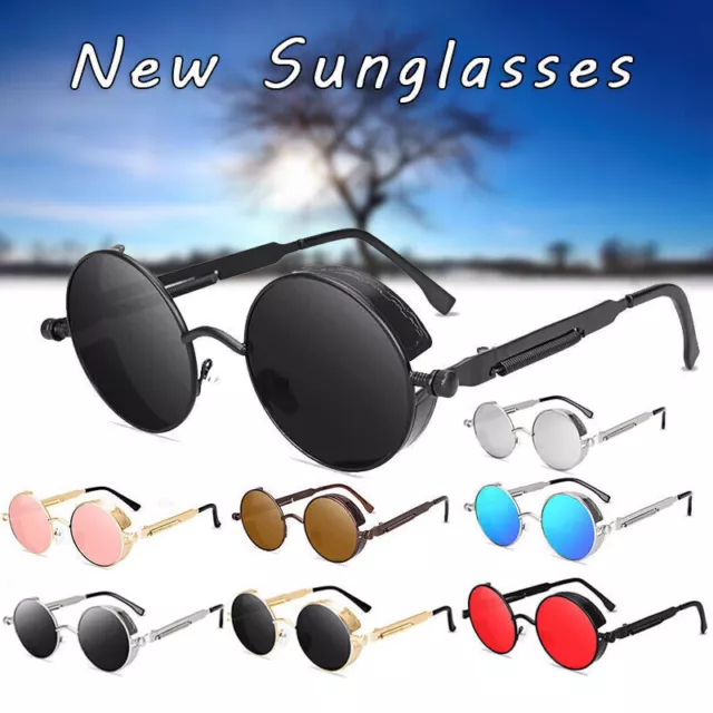 Classic Gothic Steampunk Sunglasses Polarized Men Women Round Sun Glasses 8Color