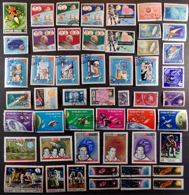 FOREIGN SPACE STAMP LOT: Togo Haiti Samoa Romania Yemen Soviet CCCP Greece Dubai