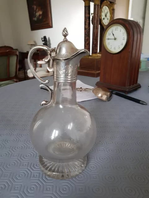 Ancienne Aiguiere  19 Eme Argent Et Cristal Old Silver And Crystal Ewer