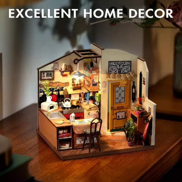 Rolife Cozy Kitchen DIY Miniature Dollhouse Kit Doll House DIY Toy Teen Kid Gift