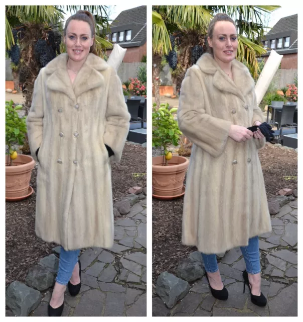 Us4845 Real Cross Mink Fur Coat Ranch Mink Jacket Full Length  L - Nerzmantel