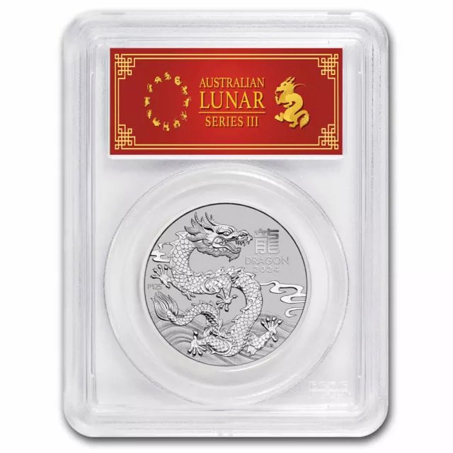 2024 AUS 1 oz Platinum Lunar Dragon MS-70 PCGS (FDI, Red Label) - SKU#285570