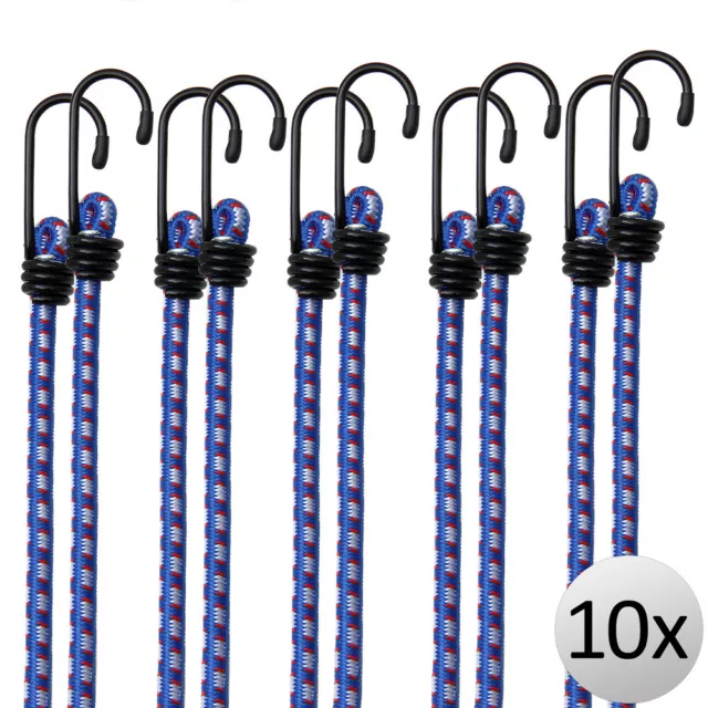 10x Tendeurs élastiques en caoutchouc, tendeurs bagage extension 30,5cm x 8mm Ø
