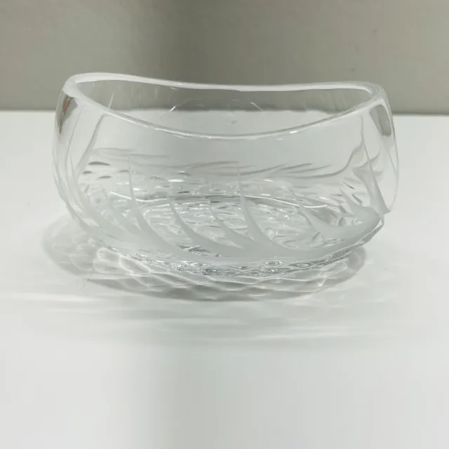 Saratoga Crystal Bowl Cut Glass Etched Floral Design Canon Shape Design Lead