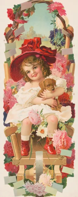 13643.Decor Poster print.Room Wall art design.Lovely victorian girl with pet dog