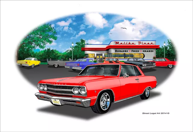 1965 Chevy Chevelle Malibu SS Muscle Car Art Print - 10 colors