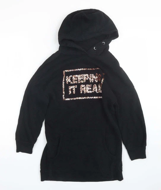 NEXT Girls Black  Cotton Pullover Hoodie Size 10 Years