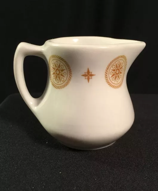 Vtg Shenango China White Creamer with Gold Medallion Pattern Pitcher D-23 2