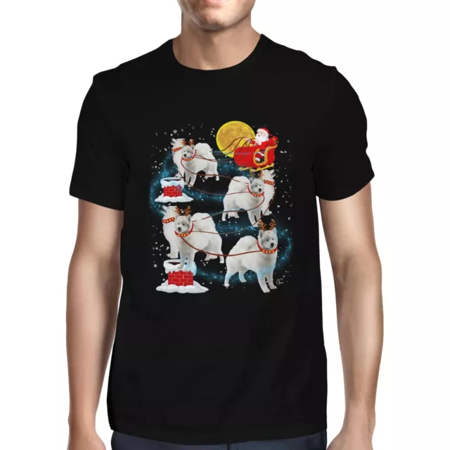 1Tee Mens Santa Claus and His Husky Sleigh T-Shirt