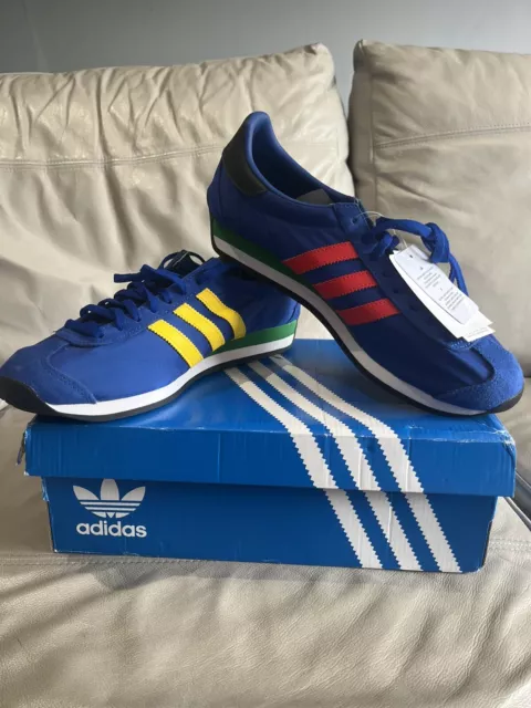 VINTAGE ADIDAS COUNTRY OG 80s 2020 BLU RED YELL GRN BLACK WH UK9.5