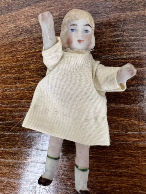 Antique Dollhouse Bisque Miniature  Doll 2 1/2" Jointed  Marked