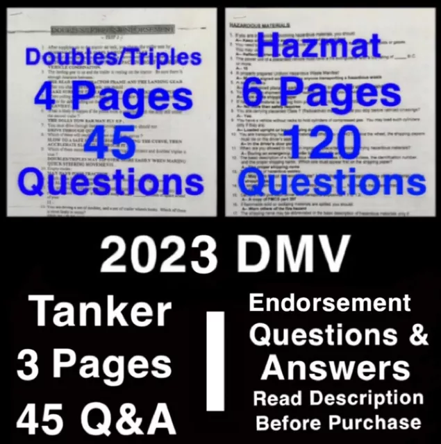 2023 COLORADO DMV Doubles / Triples Hazmat Tanker Exam Test Answers