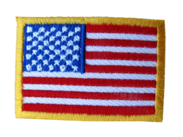 American Flag,US Flag Yellow Border Embroidery Iron On Patch-Small 1 5/8"