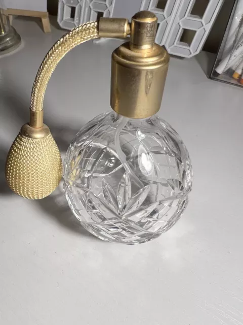 Vintage Cut Glass Crystal Perfume Bottle Atomiser Marked JAYO
